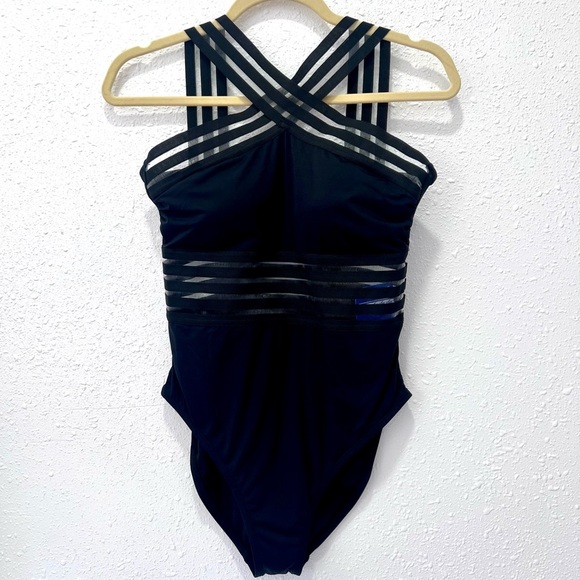 Black Strappy halter neck One-Piece Swimsuit Medium - Picture 5 of 7
